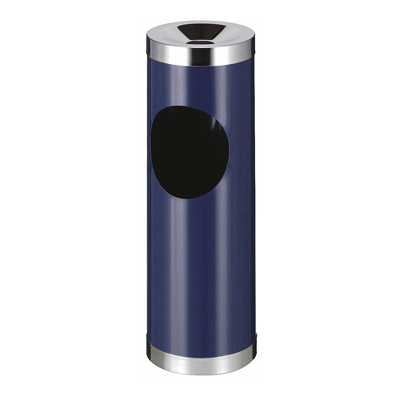 Stevige ronde asbak/mand - Metaal - Blauw - Ø24cm - h.70cm
